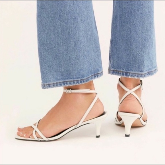 Free People Y2K White Strappy Salina Kitten Heels - Picture 3 of 6